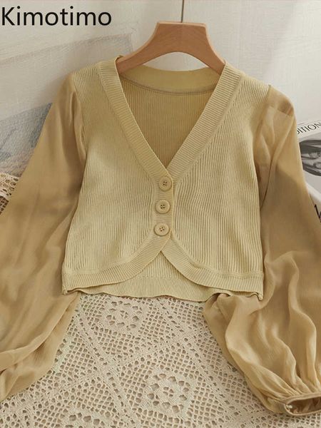 women's sweaters kimotimo knitted stitching puff sleeve cardigan women 2022 new v neck single breasted crop sweater korean chic slim de, White;black
women's sweaters kimotimo knitted stitching puff sleeve cardigan women 2022 new v neck single breasted crop sweater korean chic slim de, White;black