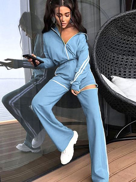 women s two piece pants women striped sweatershirt set contrast color short zipper two wear female casual sport suit autumn loose 221125, White
women s two piece pants women striped sweatershirt set contrast color short zipper two wear female casual sport suit autumn loose 221125, White