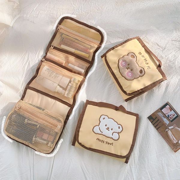 cosmetic bags cases bear make up bag women makeup hanging toiletries organizer travel jewelry fold brushes wash kits case pouch 221125
cosmetic bags cases bear make up bag women makeup hanging toiletries organizer travel jewelry fold brushes wash kits case pouch 221125