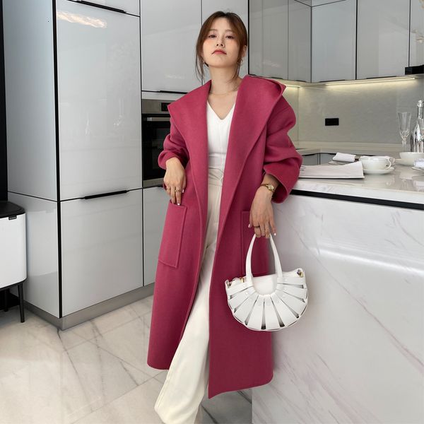 women's wool blends autumn and winter women's wool coat hooded fashion 100% pure wool belt korean loose cashmere coat 221125, Black
women's wool blends autumn and winter women's wool coat hooded fashion 100% pure wool belt korean loose cashmere coat 221125, Black