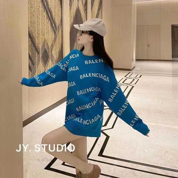 trendy balencigass classic sweater men's and women's parisian fashion letter jacquard temperament round neck slim loose age reduci, White;black
trendy balencigass classic sweater men's and women's parisian fashion letter jacquard temperament round neck slim loose age reduci, White;black