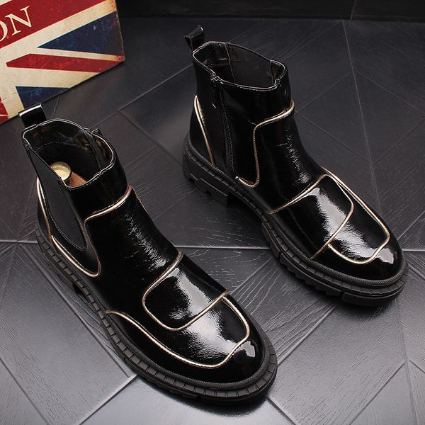 boots men's fashion patent leather boots black platform shoes spring autumn trend boot handsome ankle botas hombre chaussures 221128
boots men's fashion patent leather boots black platform shoes spring autumn trend boot handsome ankle botas hombre chaussures 221128