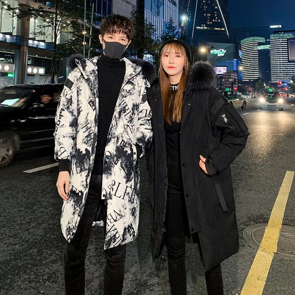men's down parkas couple trend winter long style thick jacket men fashion slim hooded big fur collar windbreaker warm puffer jackets 22, Black
men's down parkas couple trend winter long style thick jacket men fashion slim hooded big fur collar windbreaker warm puffer jackets 22, Black