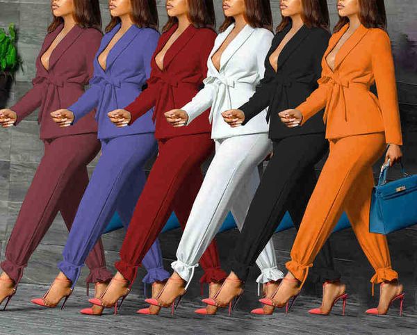 women solid color fashion casual fall waist small suit two piece casual office professional clothing spring autumn 2022 j220813, White;black
women solid color fashion casual fall waist small suit two piece casual office professional clothing spring autumn 2022 j220813, White;black