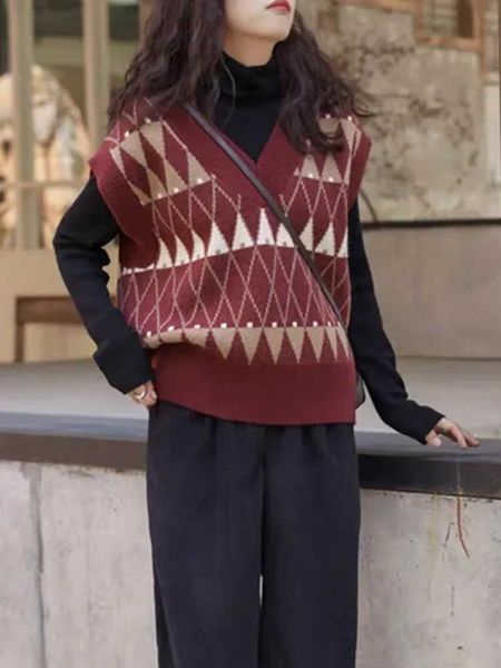 women's sweaters jmprs burgundy women argyle vest sweater fashion knitted vhals patchwork dent sweater jumper casual loose fall ladies, White;black
women's sweaters jmprs burgundy women argyle vest sweater fashion knitted vhals patchwork dent sweater jumper casual loose fall ladies, White;black