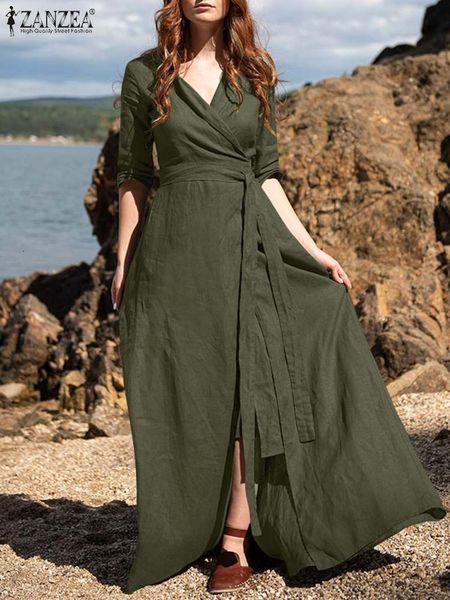 casual dresses zanzea women summer vintage v neck solid lace up maxi sundress robe femme holiday vestido elegant half sleeve kaftan dress 22, Black;gray
casual dresses zanzea women summer vintage v neck solid lace up maxi sundress robe femme holiday vestido elegant half sleeve kaftan dress 22, Black;gray