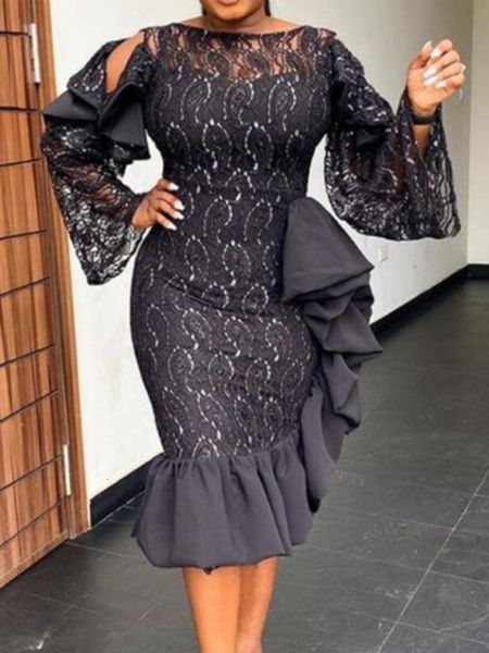 party dresses vintage black lace elegant women bare shoulder see through flare sleeve slim fit dress fall celebrity outfits 221128, White;black
party dresses vintage black lace elegant women bare shoulder see through flare sleeve slim fit dress fall celebrity outfits 221128, White;black