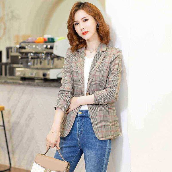 british style slim women plaid blazers preppy style vintage random 2021 loose single breasted jacket women allmatch blazers j220813, White;black
british style slim women plaid blazers preppy style vintage random 2021 loose single breasted jacket women allmatch blazers j220813, White;black