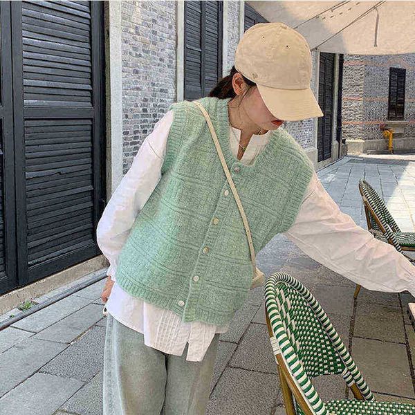 women's sweaters knitted vest green 2021 autumn new women sweater sleeveless korean fashion vest designer knitted clothing loose casual, White;black
women's sweaters knitted vest green 2021 autumn new women sweater sleeveless korean fashion vest designer knitted clothing loose casual, White;black