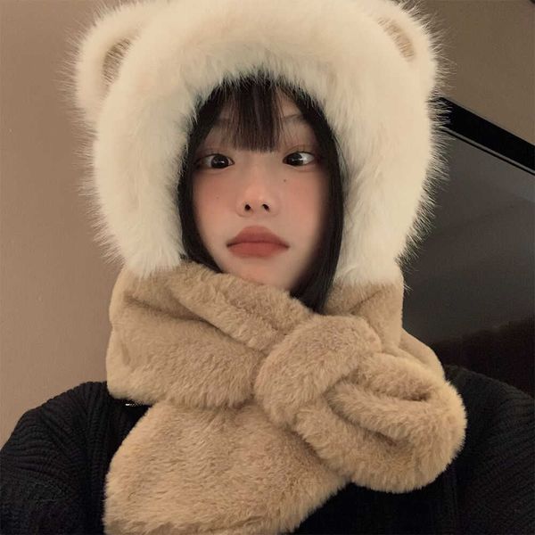 cloches hat and scarf integrated female winter korean cute bear ears plush hat plush thickened riding ear protection cap tide, Blue;gray
cloches hat and scarf integrated female winter korean cute bear ears plush hat plush thickened riding ear protection cap tide, Blue;gray
