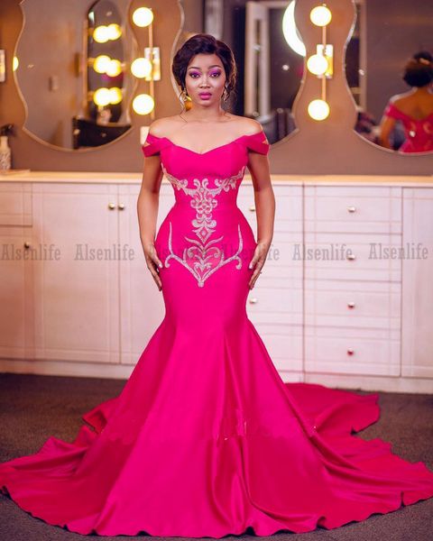elegant fuchisa evening dresses for women party off the shoulder african aso ebi applique mermaid prom gowns long, Black
elegant fuchisa evening dresses for women party off the shoulder african aso ebi applique mermaid prom gowns long, Black