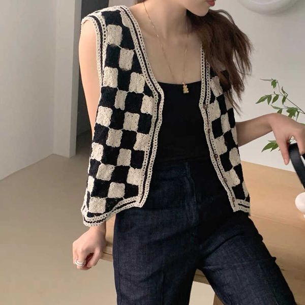 women's sweaters jmprs fashion women sweater vests vhals hollow out knitted vest casual plaid autumn korean female button vest new j220, White;black
women's sweaters jmprs fashion women sweater vests vhals hollow out knitted vest casual plaid autumn korean female button vest new j220, White;black
