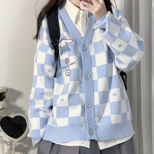 women's knits tees y2k knitted women's cardigan sweater card cute cartoon embroidery japanese jk uniform checkerboard spring and a, White
women's knits tees y2k knitted women's cardigan sweater card cute cartoon embroidery japanese jk uniform checkerboard spring and a, White