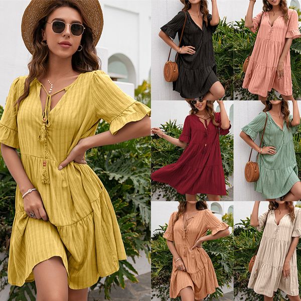 casual dresses women summer dress elegant v neck half sleeve tassels dresses ladies loose casual vintage boho beach clothing drop 221126, Black;gray
casual dresses women summer dress elegant v neck half sleeve tassels dresses ladies loose casual vintage boho beach clothing drop 221126, Black;gray