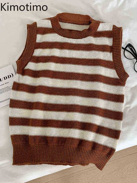 women's sweaters kimotimo striped sleeveless knitted vest women 2022 autumn round neck loose sweater french fashion all match overlap s, White;black
women's sweaters kimotimo striped sleeveless knitted vest women 2022 autumn round neck loose sweater french fashion all match overlap s, White;black