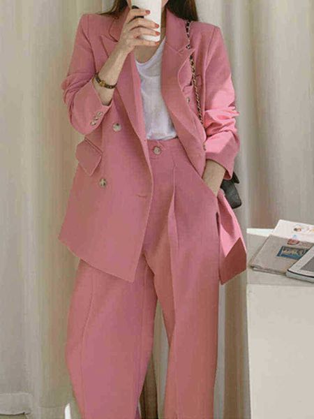korean style blazer suits for women chic two piece set long sleeve jacket wide pants office lady 2 piece outfit j220813, White;black
korean style blazer suits for women chic two piece set long sleeve jacket wide pants office lady 2 piece outfit j220813, White;black