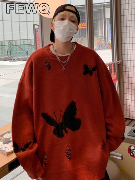 men's sweaters fewq style casual male knitting pullovers versatile round collar butterfly pattern men's hole sweater autumn 24a932, White;black
men's sweaters fewq style casual male knitting pullovers versatile round collar butterfly pattern men's hole sweater autumn 24a932, White;black
