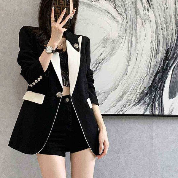 women fashon blazer 2022 new spring autumn vintage elegant temperament single breasted korean style casual jacket j220813, White;black
women fashon blazer 2022 new spring autumn vintage elegant temperament single breasted korean style casual jacket j220813, White;black