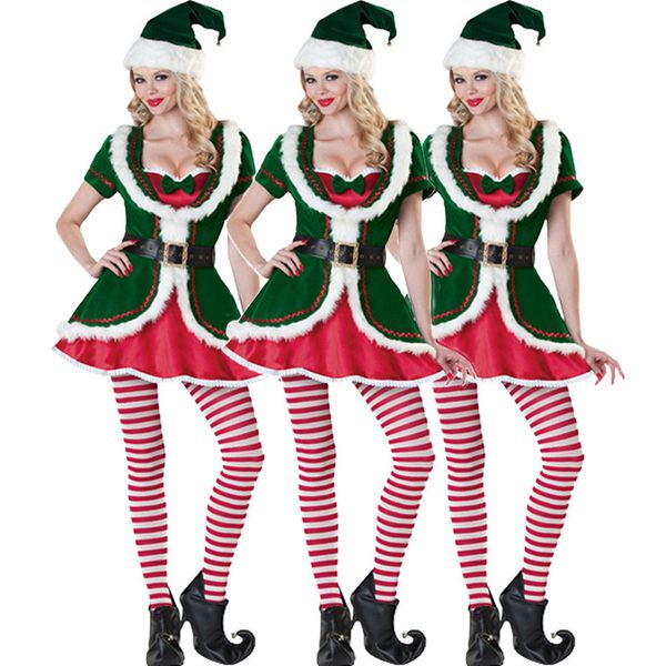 new theme costume european and american green christmas elf suit party role cosplay costumes fantasy couple clothing plus size women's, Black;red
new theme costume european and american green christmas elf suit party role cosplay costumes fantasy couple clothing plus size women's, Black;red