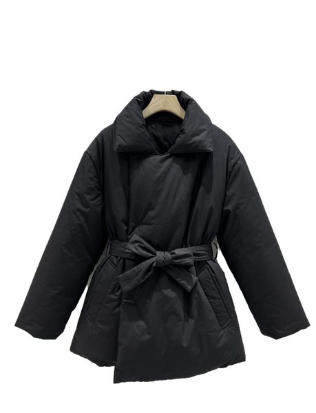 22 autumn and winter new style temperament slim pillow collar tie down jacket, Black
22 autumn and winter new style temperament slim pillow collar tie down jacket, Black