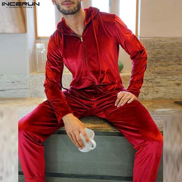 men's sleepwear incerun pajamas jumpsuits velour homewear solid hooded long sleeve zipper rompers pockets leisure s-5xl 221124, Black;brown
men's sleepwear incerun pajamas jumpsuits velour homewear solid hooded long sleeve zipper rompers pockets leisure s-5xl 221124, Black;brown