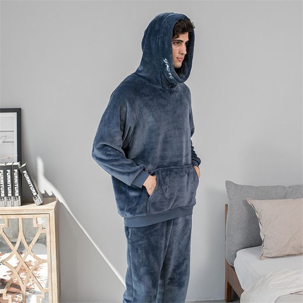 men's sleepwear two thick plus clothes winter for suit men homewear man hooded casual loose home pajamas velvet flannel piece 221124, Black;brown
men's sleepwear two thick plus clothes winter for suit men homewear man hooded casual loose home pajamas velvet flannel piece 221124, Black;brown