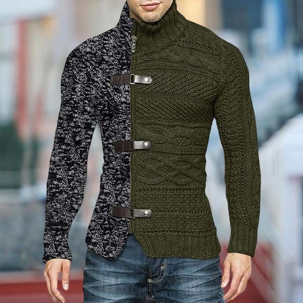men's sweaters winter coat color matching asymmetric long sleeves slim fit high collar for office 221128, White;black
men's sweaters winter coat color matching asymmetric long sleeves slim fit high collar for office 221128, White;black