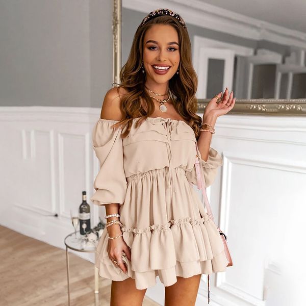 casual dresses summer women slash neck elegant mini dress women off shoulder slim aline long sleeve khaki dress ruffle office lady dress 221, Black;gray
casual dresses summer women slash neck elegant mini dress women off shoulder slim aline long sleeve khaki dress ruffle office lady dress 221, Black;gray