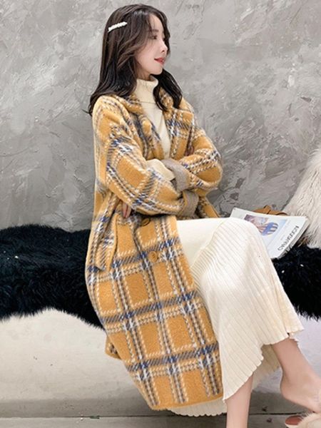women's knits tees medium length plaid imitation mink coat women's korean loose thickened knitted sweater coat in autumn and winte, White
women's knits tees medium length plaid imitation mink coat women's korean loose thickened knitted sweater coat in autumn and winte, White