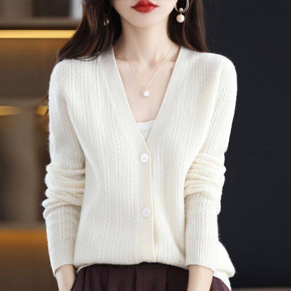 women's knits tees autumnwinter cardigan 100 pure wool cardigan women's sweater vneck women's loose base knit 221128, White
women's knits tees autumnwinter cardigan 100 pure wool cardigan women's sweater vneck women's loose base knit 221128, White
