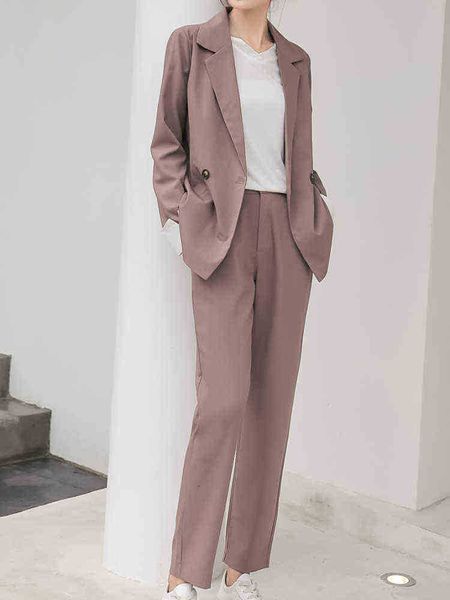 women spring casual blazer pantsuit long sleeve jacket 2 piece set office lady workwear fashion business pants suit j220813, White;black
women spring casual blazer pantsuit long sleeve jacket 2 piece set office lady workwear fashion business pants suit j220813, White;black
