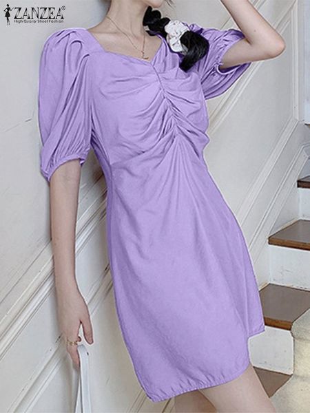 casual dresses zanzea elegant open back pleated vestidos fashion women mini dress korean style square neck puff sleeve short dress 221126, Black;gray
casual dresses zanzea elegant open back pleated vestidos fashion women mini dress korean style square neck puff sleeve short dress 221126, Black;gray