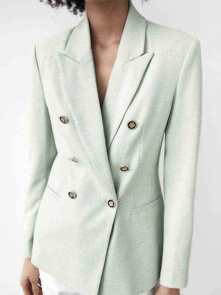 2022 counter quality new women's allmatch light green fashion casual lapel longsleeved doublebreasted slim suit jacket j220813, White;black
2022 counter quality new women's allmatch light green fashion casual lapel longsleeved doublebreasted slim suit jacket j220813, White;black