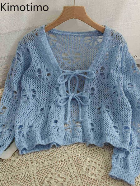 women's sweaters kimotimo hollow out bow lace up knitted vest women 2022 summer long sleeves thin sweater korean fashion loose design, White;black
women's sweaters kimotimo hollow out bow lace up knitted vest women 2022 summer long sleeves thin sweater korean fashion loose design, White;black