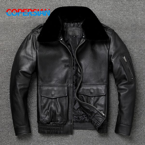 men's leather faux a2 bomber jacket classic style oversize fur collar flight coat genuine leather jacket addition warm cotton 221124, Black
men's leather faux a2 bomber jacket classic style oversize fur collar flight coat genuine leather jacket addition warm cotton 221124, Black