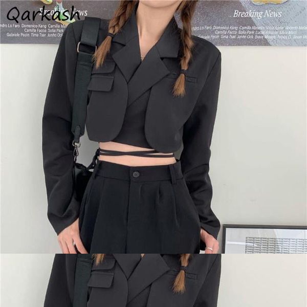 women's suits blazers women trendy crops outwear solid notched retro high street spring leisure slim mujer abdomen female clothes offic, White;black
women's suits blazers women trendy crops outwear solid notched retro high street spring leisure slim mujer abdomen female clothes offic, White;black