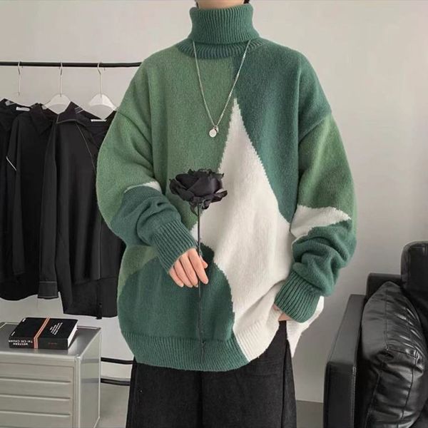 men's sweaters autumn winter patchwork trendy streetwear male baggy knitwear korea turtleneck ins sweater men fashion knitted men cloth, White;black
men's sweaters autumn winter patchwork trendy streetwear male baggy knitwear korea turtleneck ins sweater men fashion knitted men cloth, White;black