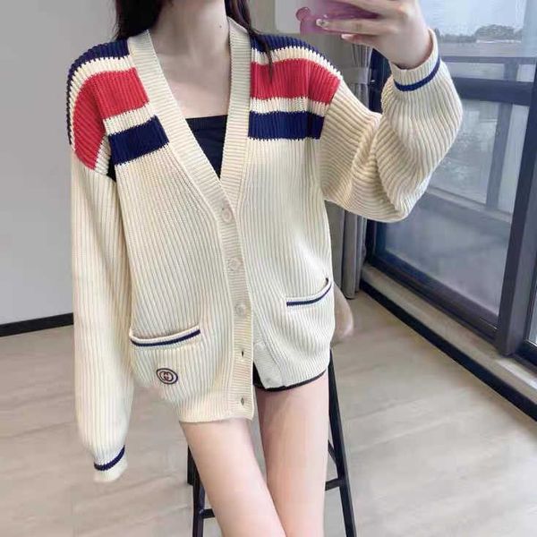 designer women's sweaters fashion brand 22 autumn winter double g stripe cotton v-neck cardigan loose casual men's outwear, White;black
designer women's sweaters fashion brand 22 autumn winter double g stripe cotton v-neck cardigan loose casual men's outwear, White;black