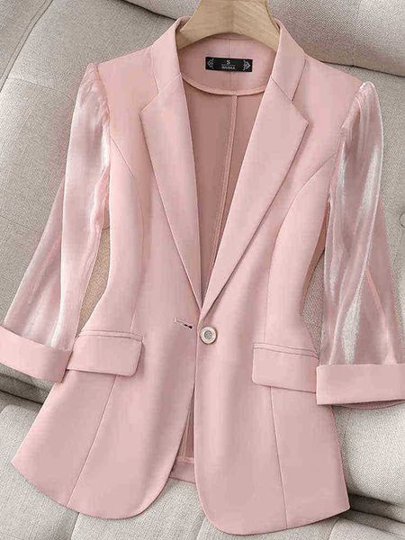 thin pink suit women 2022 spring and summer new korean fashion slim three quarter sleeves casual jacket lady office blazer j220813, White;black
thin pink suit women 2022 spring and summer new korean fashion slim three quarter sleeves casual jacket lady office blazer j220813, White;black