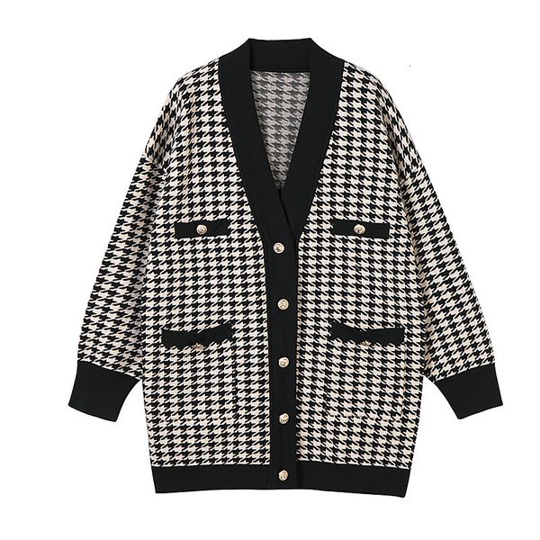 women's knits tees v neck women button black houndstooth cardigan long sleeve sweater autumn winter knitted loose oversized jumper casu, White
women's knits tees v neck women button black houndstooth cardigan long sleeve sweater autumn winter knitted loose oversized jumper casu, White