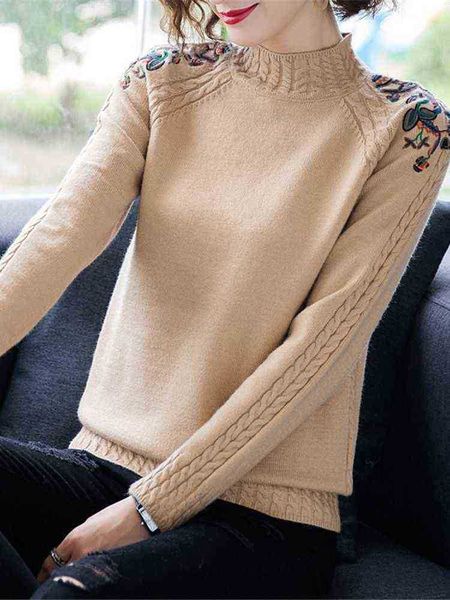women's sweaters 2022 korean new autumn winter women slim turtleneck retro embroidery knitted pullover basic sweater zy7020 j220915, White;black
women's sweaters 2022 korean new autumn winter women slim turtleneck retro embroidery knitted pullover basic sweater zy7020 j220915, White;black