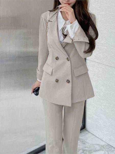 women two piece set trouser suit office ladies elegant blazer suit female casual jacket workwear business clothing j220813, White;black
women two piece set trouser suit office ladies elegant blazer suit female casual jacket workwear business clothing j220813, White;black