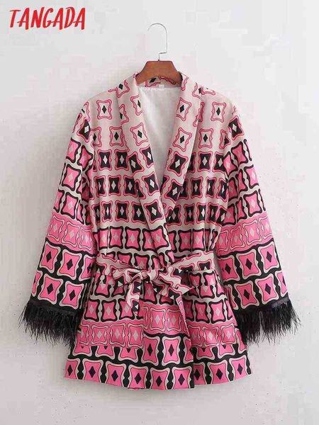 suit tangada women print feather blazer coat vintage notched collar pocket 2022, White;black
suit tangada women print feather blazer coat vintage notched collar pocket 2022, White;black