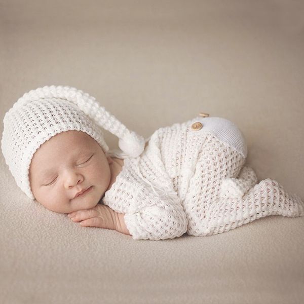 16048 newborn infant baby set onesies knitted overalls rompers with long tail hat clothes sets pgraphy clothing props, White
16048 newborn infant baby set onesies knitted overalls rompers with long tail hat clothes sets pgraphy clothing props, White