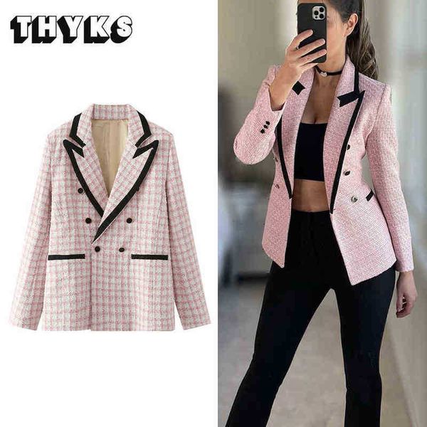 2022 women's pink plaid tweed blazer spring and summer new fashion woolen doublebreasted patch pockets elegant ladies jacket za j220813, White;black
2022 women's pink plaid tweed blazer spring and summer new fashion woolen doublebreasted patch pockets elegant ladies jacket za j220813, White;black