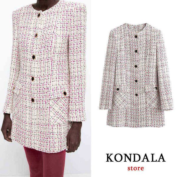 kondala za 2021 office lady tweed plaid fashion women blazer long sleeve o neck single button long jackets female autumn jackets j220813, White;black
kondala za 2021 office lady tweed plaid fashion women blazer long sleeve o neck single button long jackets female autumn jackets j220813, White;black