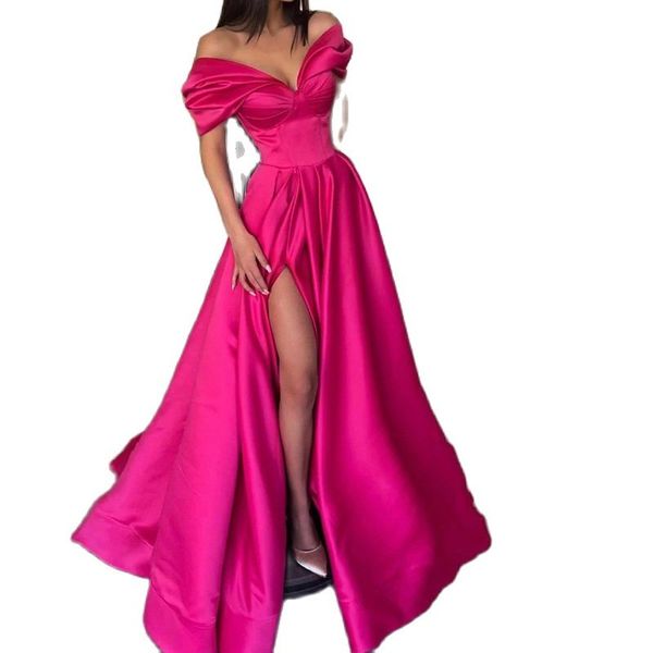 charming fuchsia prom dresses a line off the shoulder split front 2023 girls formal evening party gowns, Black
charming fuchsia prom dresses a line off the shoulder split front 2023 girls formal evening party gowns, Black
