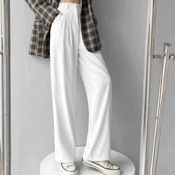 women casual high waist wide pipe pants office lady fashion loose white suit pants female spring autumn chic pants j220813, White;black
women casual high waist wide pipe pants office lady fashion loose white suit pants female spring autumn chic pants j220813, White;black