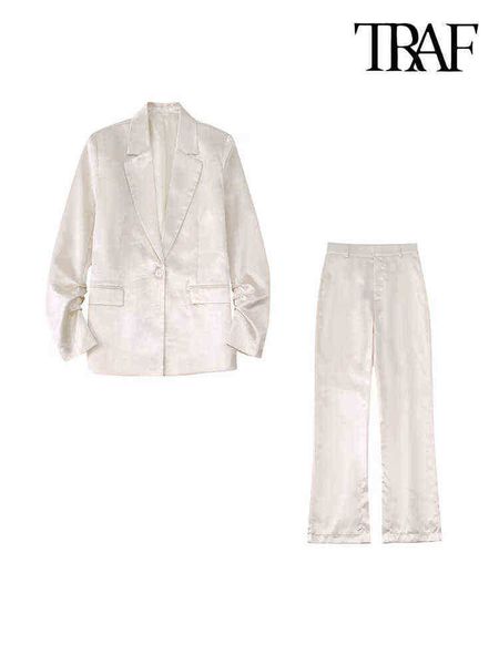 suit traf women fashion front button gathered satin blazer coat and side vents, White;black
suit traf women fashion front button gathered satin blazer coat and side vents, White;black