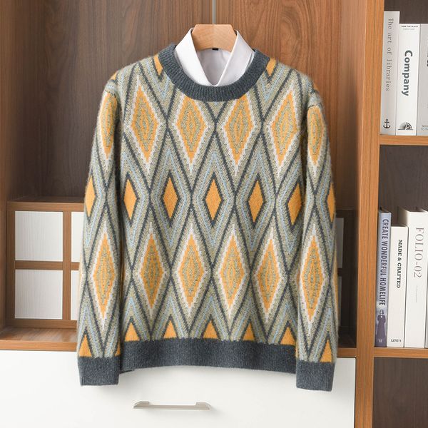 men's sweaters 100 pure wool cashmere men's round neck pullover autumn and winter color matching casual thickening fashion jacket, White;black
men's sweaters 100 pure wool cashmere men's round neck pullover autumn and winter color matching casual thickening fashion jacket, White;black